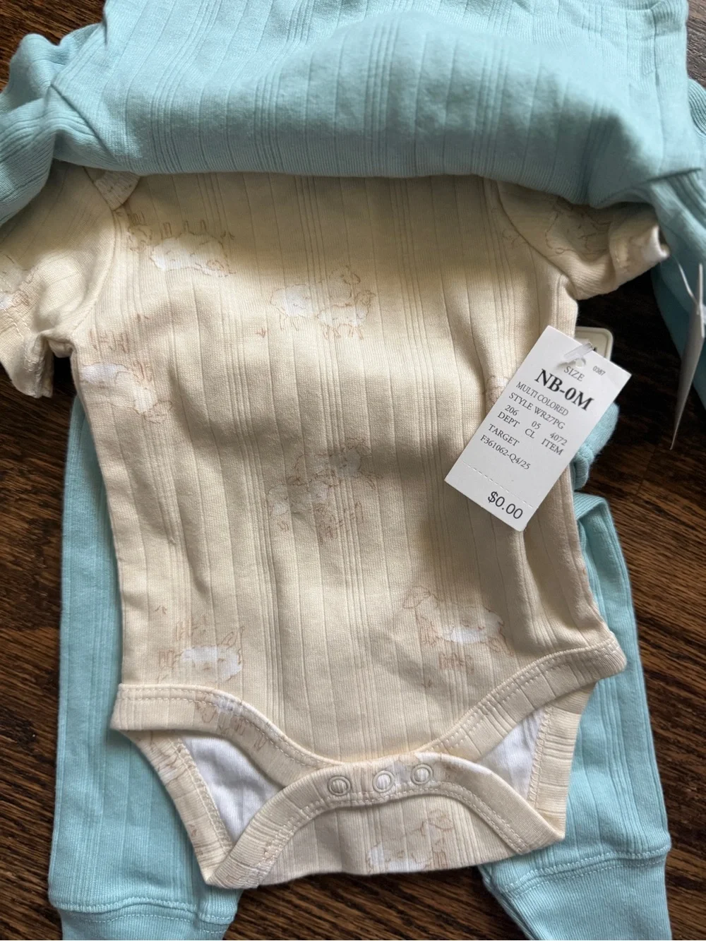 Cloud Island Baby Boys’ Sheep Ribbed 3 piece Set in Blue and Cream Newborn